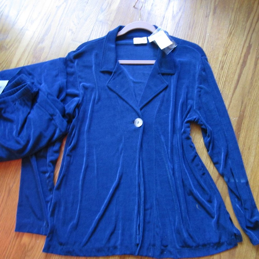 NWT CHICOS TRAVELERS JACKET & SLACKS SET~"SAPPHIRE" ~SIZE 2 & 3  !